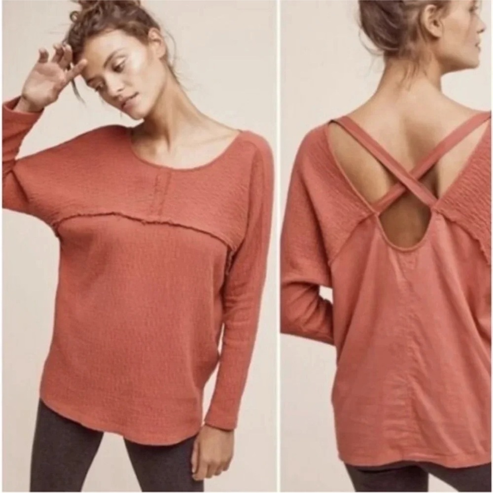 Anthropologie Saturday Sunday Aurelia Long Sleeve Criss Cross Top Size Small S